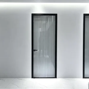 Custom Narrow Toilet Aluminum Alloy Glass Swing Door with Unfinished Surface and Waterproof Design