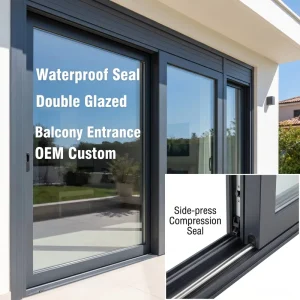 Custom Side Press Aluminum Sliding Door System with Waterproof Double Glazed Glass Door for Balcony Entrance Villas