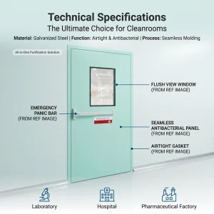 Custom-Size Galvanized Steel Airtight Side-Opening Cleanroom Door
