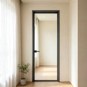 Custom Size Laminated Safety Glass Shatterproof Soundproof UV Protection Slim Frame Aluminum Glass Casement Door for Bedroom