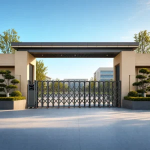 Custom Size Stainless Steel Electric Retractable Folding Security Gate for Composite Driveway