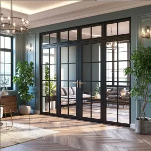 Custom Size Swing Windproof Doors Double Glazing Balcony Exterior Aluminum Tempered Glass Front Entry Doors for House