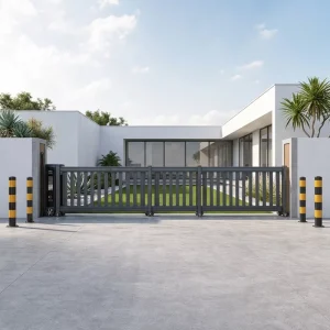 Custom Size Trackless Electric Aluminum Alloy Telescopic Sliding Gate for School Compound