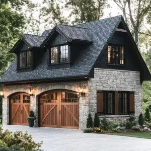 Custom Solid Wood Sectional Garage Door for Architectural Homes