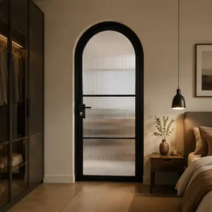 Custom Steel Glass Door Tempered Glass Black Frame Interior Door Modern Design for Villa