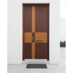 Custom Unequal Wood-Grain Steel Door for Villa Entryways