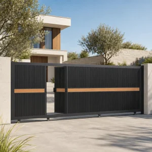 Custom Villa Metal Trellis Garden Entrance Gate, Iron and Aluminum, Automatic Security Door