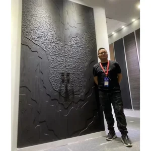 Custom Walnut Teak Oak Solid Wood Sculptured Decorative 3D Art Door