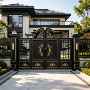 Custom Wrought Aluminum Courtyard Sliding Gate Anti-UV High Security