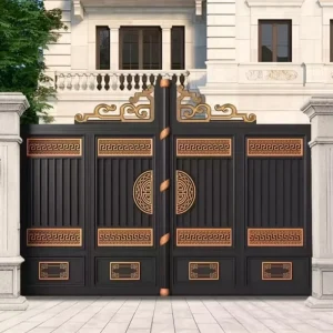 Custom Wrought Aluminum Main Gate Anti-Rust Sunproof High-Security Swing Courtyard Door for Villa or Hotel