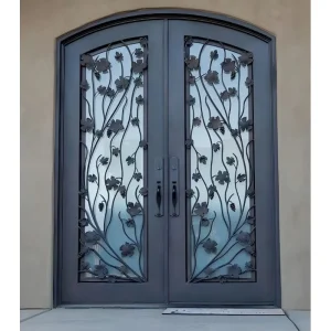 Custom Wrought Iron Entrance Gate Double Swing Metal Gate for Villa House Driveway and Residential Use