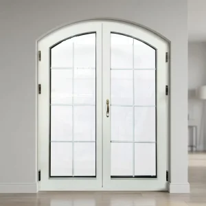 Custom shaped Aluminum clad Wood Glass Thermal Insulation Modern Swing Exterior Door for Hotel Entry Outdoor