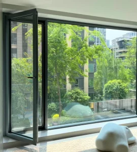 Customizable Aluminum Alloy Casement Door with Double Tempered Glass, Waterproof, for Balcony and Garden