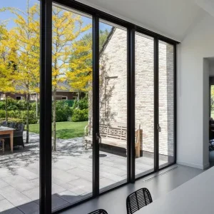 Customizable Aluminum Bi Folding Door System Double Tempered Glass Heat Insulation Waterproof for Residential Patio Yard Balcony