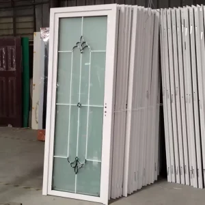 Customizable Classic Vertical Strip Flower Privacy Glass Matte Bathroom Door
