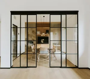 Customizable Glass Sliding Door with Aluminum Grill Frame