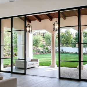 Customizable Glass Sliding Door with Durable Aluminum Grill Frame
