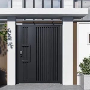 Customizable Size Sleek Minimalist Gray Courtyard Gate for Residential Entry