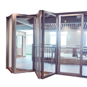 Customized 6 Foot Panel Sliding French Exterior Bifold Door Transparent Aluminium Bi Folding Door Exterior Folding Door