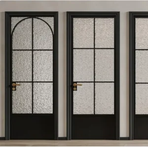 Customized Aluminum Alloy Interior French Door with Arc Shape and Soundproof Swing Opening