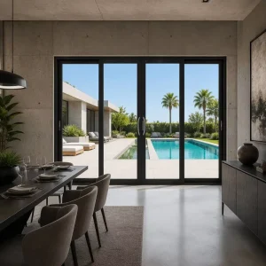 Customized Aluminum Alloy Slim-Frame Sliding Glass Door for Living Room, Patio, or Villa