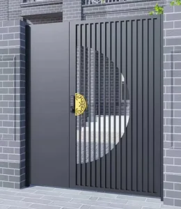 Customized Aluminum Courtyard Gate with Gold Paint Sliding Automatic
