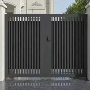 Customized Aluminum Courtyard Gate with Gold Paint Sliding Automatic