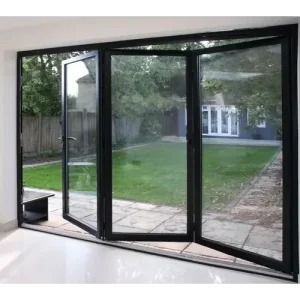 Customized Aluminum Tempered Glass Folding Sliding Accordion Door for Exterior Use, Windproof, Bi-Fold Partition