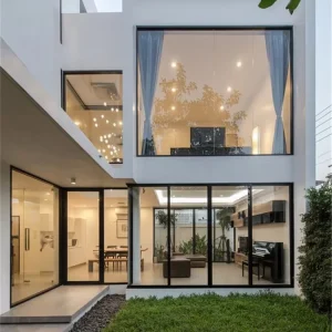 Customized Apartment Sliding Door with Double-Glazing Tempered Glass Finished Surface Aluminum Frame