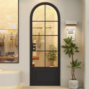 Customized Arc-Shaped Wrought Aluminum Alloy Glass Door, Modern French Style, Vintage Interior Design