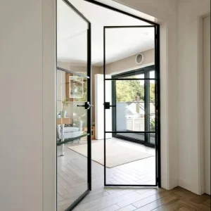 Customized Arched Framed Swing Glass Door Crittall Style Entrance Metal French Doors