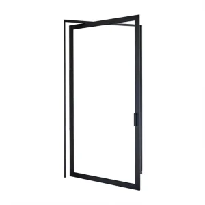 Customized Colors Large Black High End Aluminum Alloy Double Tempered Glass Energy Saving Glass Pivot Door