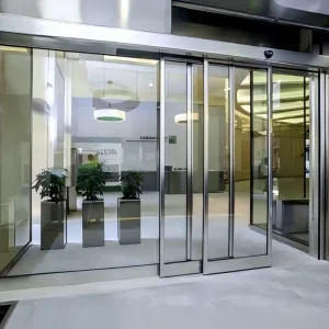 Customized Commercial Automatic Sliding Door Double Tempered Glass Aluminum Interior Noiseless Modern