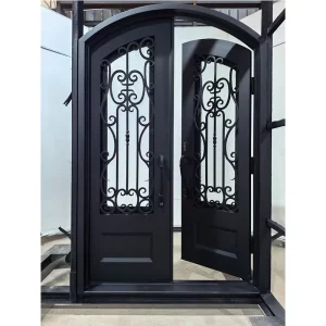 Customized Double Glass Wrought Iron Front Entry Security Doors for House