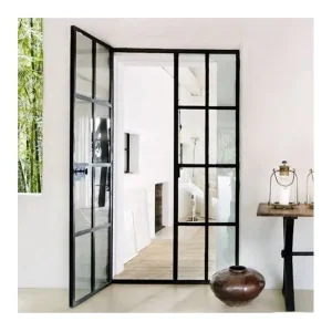 Customized French Grill Design Decorative Burglar-Proof Glass Prehung Double Aluminum Swing Door