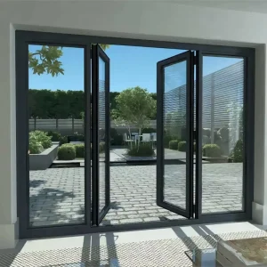Customized French Style Aluminum Tempered Glass Casement Doors with Fiberglass Screen Waterproof for Apartment Hotel Use