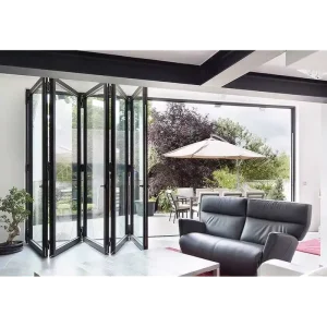 Customized Heavy-Duty Aluminum Accordion Folding Door with Double Tempered Glass, Thermal Insulation, and Soundproofing