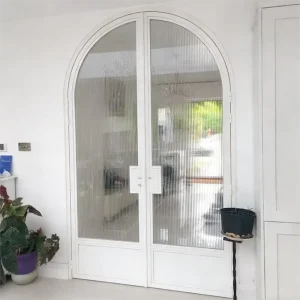 Customized Interior Frosted Fluted Glazed Door Steel Swing Glass Doors