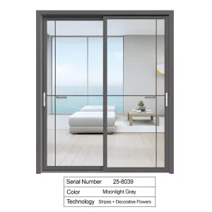 Customized Luxury Modern Aluminium+Glass Sliding Door Tempered Glass Waterproof Balcony Hanging Rail for Kitchen Bathroom Living