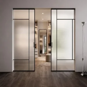Customized Minimalist Design Aluminium 2 Track Sliding Door Latest Villa House Interior Glass Doors