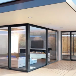 Customized Modern Design Double Tempered Glass Balcony Door Energy-Efficient Panoramic Aluminum Sliding Door