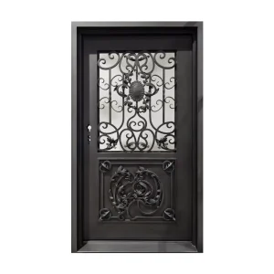 Customized Single Wrought Iron Security Main Entry Door for Residential Houses