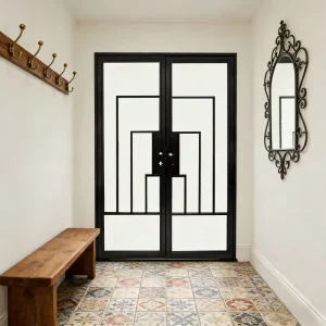 Customized Size Single Swing Interior Steel Glass Door Tempered Glass Balcony Door