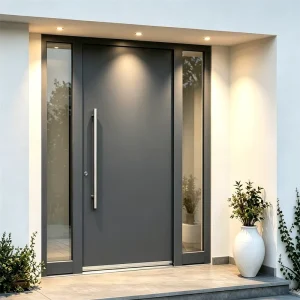 Customized Size and Color Security Entrance Door Windproof Exterior Residential Front Entry Aluminum Frosted Glass Gate