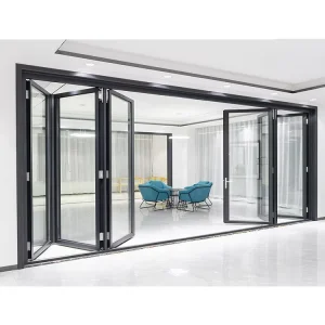 Customized Sliding Glass Accordion Folding Door with Double Glazing for Modern Interiors and Stacking Applications