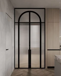 Customized Specialty-Shape Narrow-Frame Exterior Metal Arch Single Modern Steel Casement Door