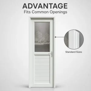 Customized White UPVC PVC Frosted Glass Interior Door Waterproof Single Hinged Bedroom Bathroom Hotel Room Door