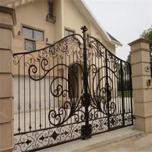 Customized Wrought Iron Doors Driveway Gate Design For Private Villa