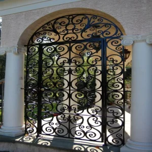 Customized Wrought Iron Gates Entry Doors For Villa School Use Modern Design Corrosion Resistant Waterproof Finished