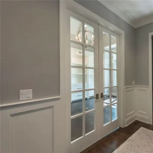 DAIYA Solid Wood Interior French Door With Tempered Glass Double Doors